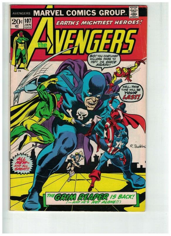 AVENGERS 107 VG+ Jan. 1973 Grim Reaper