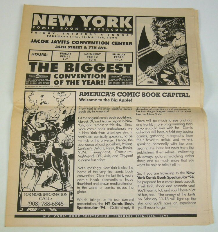 New York Comic Book Spectacular 1994 Newspaper - spider-man - program guide 