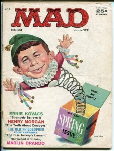 MAD #33-ALFRED IN THE BOX COVER BY MINGO-WOOD-ORLANDO-DRUCKER-1957-vg