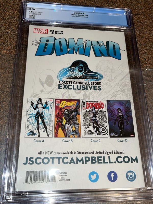 Domino 1 (2018), J Scott Campbell B (Deadpool) Variant Cover CGC Graded 9.8