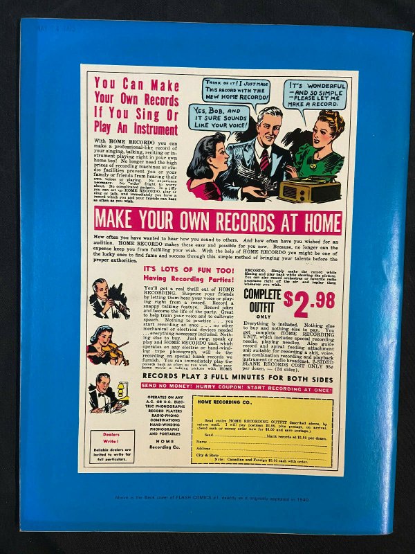 DC COMICS TREASURY EDITION F-8 FAMOUS 1ST EDITION FLASH COMICS #1 FN/VF