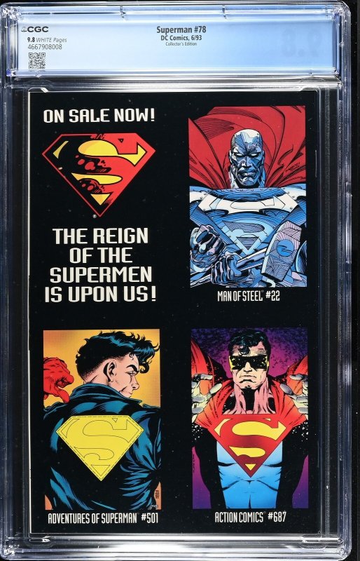 Superman #78 (6/93) Graded CGC 9.8 Collector's Edition