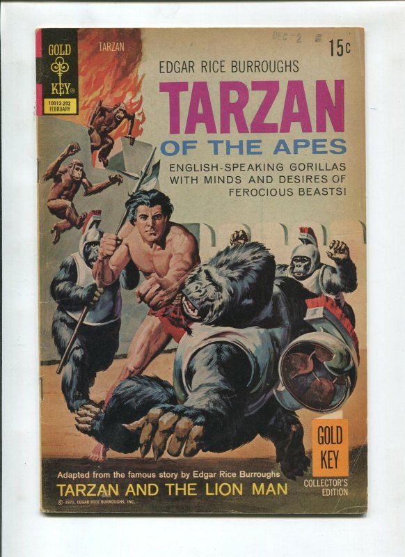 TARZAN #206 1972-GOLD KEY-EDGAR RICE BURROUGHS-VG/FN