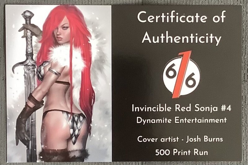 Invincible Red Sonja #4 The 616 Comics Ed (2021, Dynamite) 500 Print Run. NM+