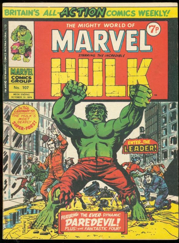 MIGHTY WORLD OF MARVEL #107-HULK-LEADER-BRITISH VG