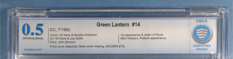 Green Lantern #14 CBCS 0.5 1st Appearance/Origin Sonar Silver Age