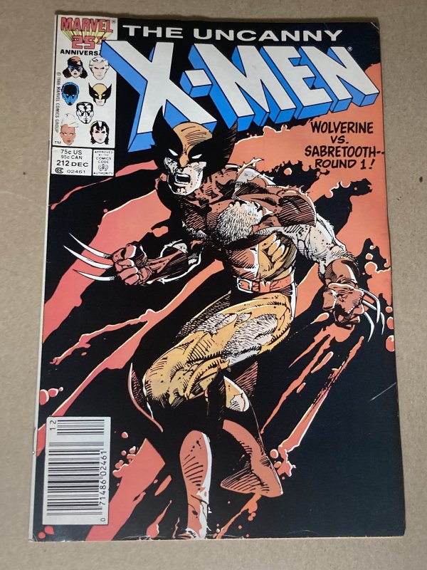 X-Men 212 Newsstand 1986 FN 1st Battle Wolverine Vs Sabretooth