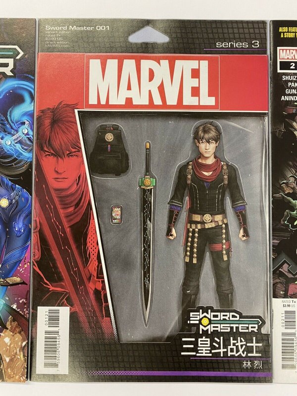 Sword Master #1 + Action Figure Var + #2 (2019) Origin of Sword Master Marvel NM