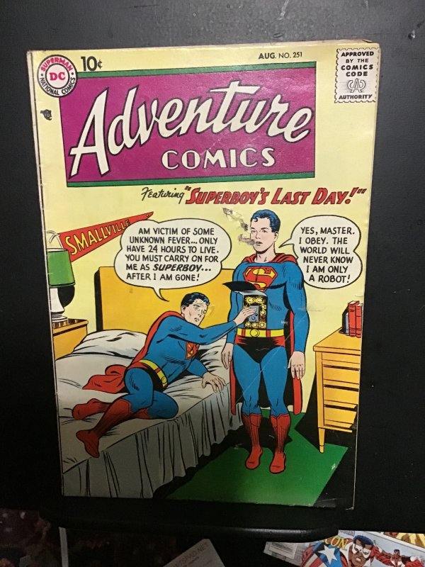Adventure Comics #251 (1958) Affordable grade super robot key! VG+ 10c key!