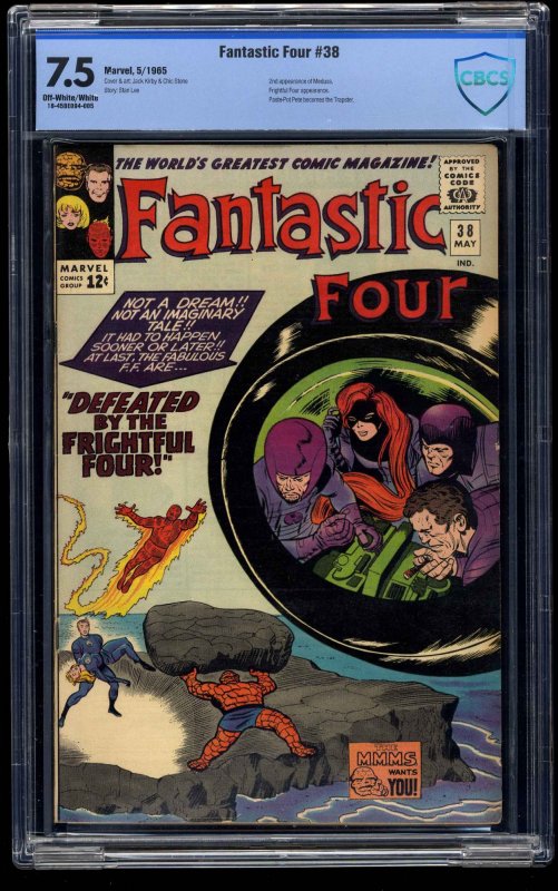 Fantastic Four #38 CBCS VF- 7.5 Off White to White