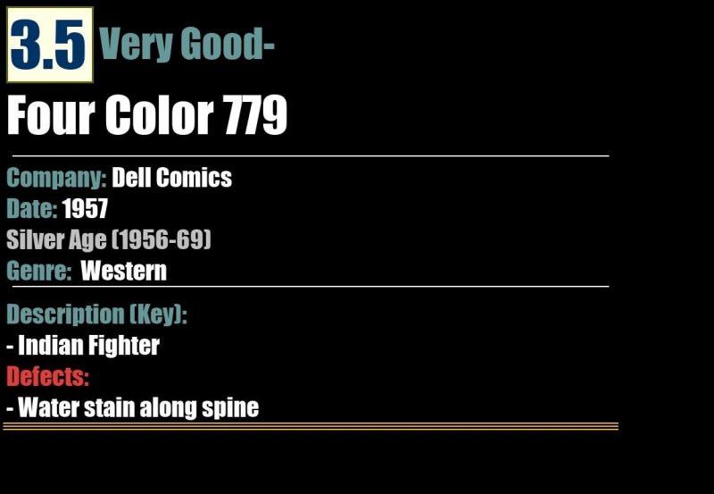 Indian Fighter Four Color 779 (1957) VG- 3.5 Dell Comics