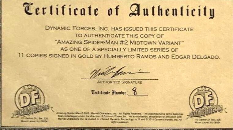 AMAZING SPIDER-MAN #2 (2015) MIDTOWN COMICS CAMPBELL COVER SIGNED RAMOS DELGADO