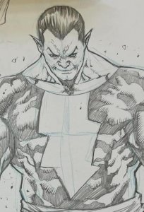 Black Adam Original Art by Sergio Dávila – DC Comics A4 Pencil Sketch Signed