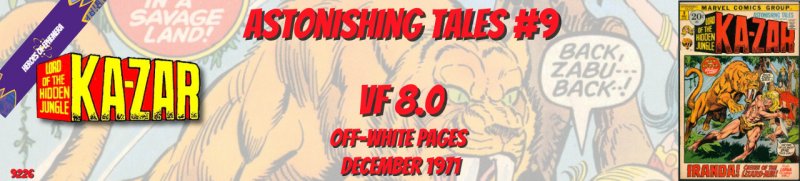 Astonishing Tales 9 VF 8.0 Ka-Zar Marvel 1971