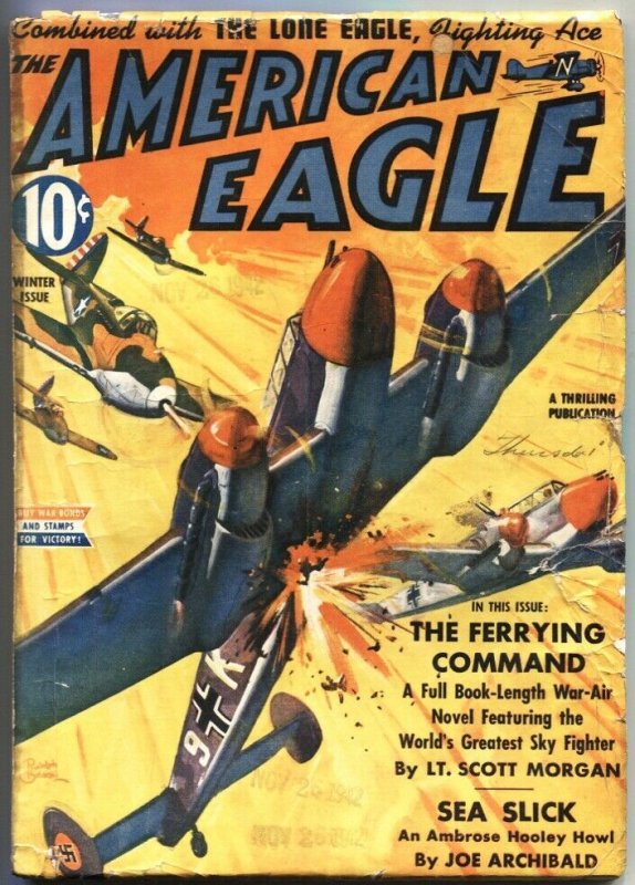 AMERICAN EAGLE-WINTER 1943-WW II HERO PULP-BELARSKI AIR WAR COVER ART