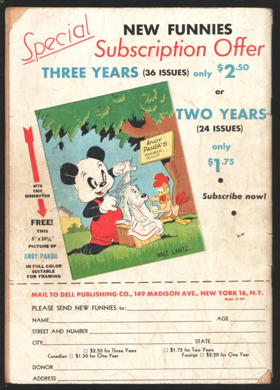 New Funnies #94  1944 - Dell  -G/VG - Comic Book