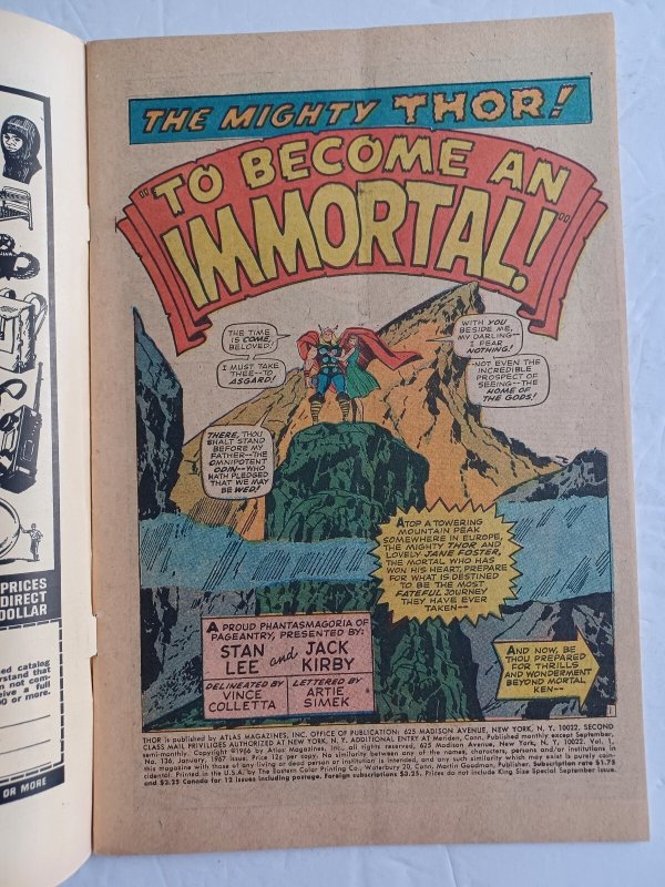 Mighty Thor #136 - Sif  - Kirby - 1967 - VG