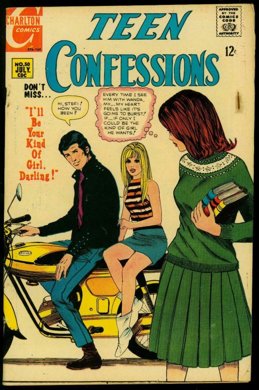 Teen Confessions #50 1968- Motorcycle cover- Romance VG-