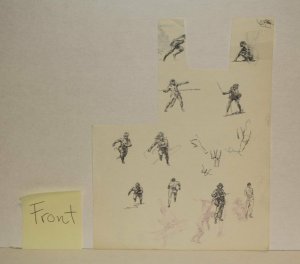 16 Small Figure Drawings - Warriors - Double Sided art by Roy Krenkel