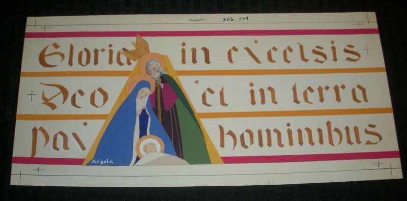 MERRY CHRISTMAS Nativity Gloria in Excelsis 14x7 Greeting Card Art #36-6