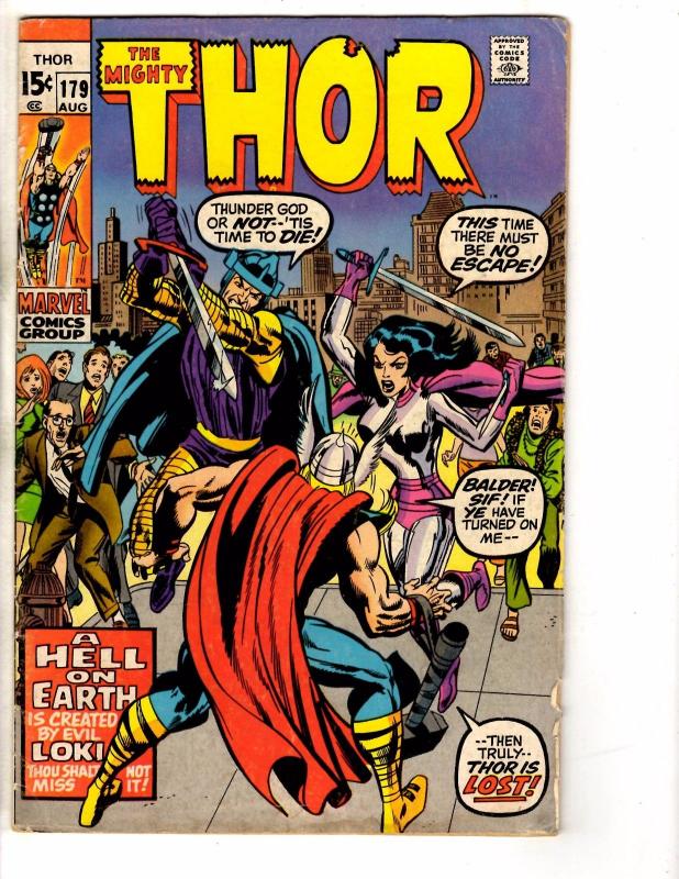 Mighty Thor # 179 VG Marvel Comic Book Loki Odin Sif Hela Ragnarok Balder J275