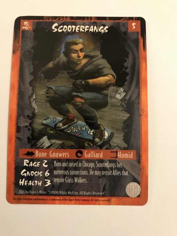 SCOOTERFANGS : RAGE LEGACY of the TRIBES Character CCG Card; White Wolf TCG