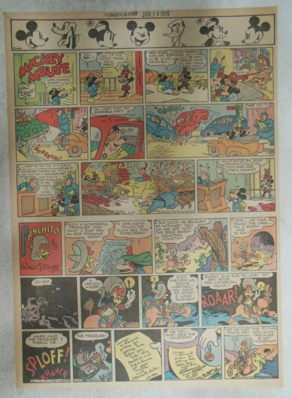 Mickey Mouse Sunday Page by Walt Disney from 1/14/1945 Tabloid Page Size