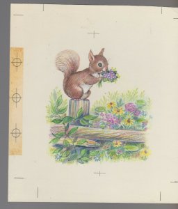 FRIENDS LIKE YOU Painted Squirrel on Fence Post 6.5x7.5 Greeting Card Art #M1420