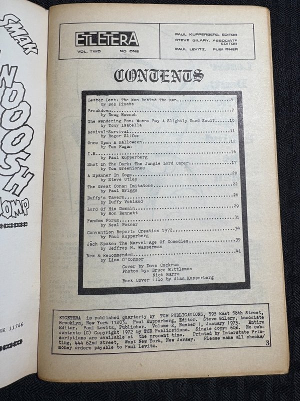 1973 ETCETERA 44pg Fanzine VG 4.0 Dave Cockrum Cover / Alan Kupperberg