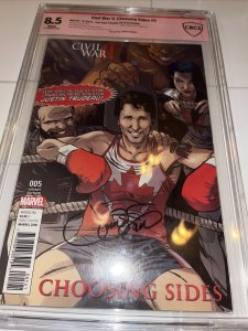 Civil War II Choosing Sides (2016) # 5 (CBCS 8.5 WP) Signed Justin Trudeau