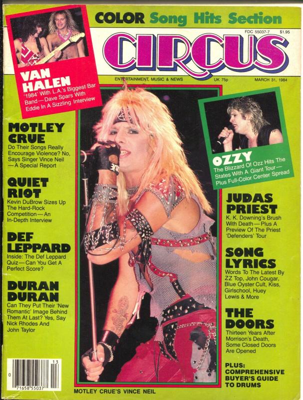 Circus 3/31/1984-Vince Meil-Motley Crue-Quiet Riot-Def Leopard-VG