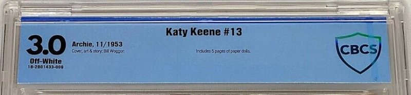 Katy Keene #13 Archie 1953 CBCS 3.0 GD/VG Golden Age Graded Comic W/ Paper Dolls