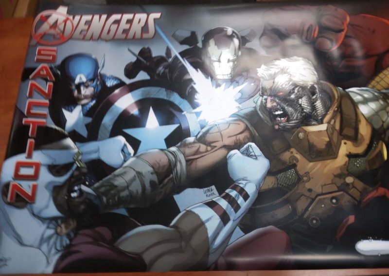 Avengers X-Sanction Vinyl Poster 60x30 Leinil Yu Marvel New