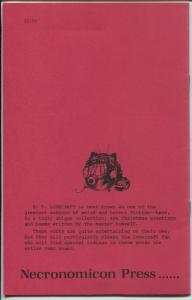 H.P. Lovecraft Christmas Book 1984-1st printing-Necronomicon Press-VF