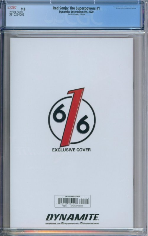 Dynamite Entertainment Red Sonja: The Superpowers #1 (B) CGC 9.8 Virgin Cover