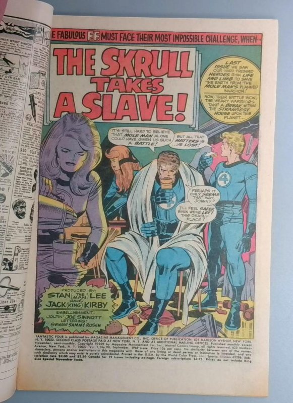 Fantastic Four #90 VF Skrulls Marvel 1969 BW1