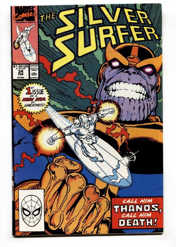 Silver Surfer #34 1990 Infinity Gauntlet Thanos Marvel INFINITY WAR