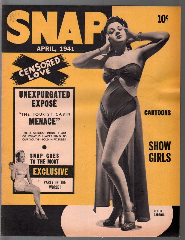 Snap #5 4/1941-5th issue-cheesecake-cartoons-Petite Carroll-Dale Evans-FN-