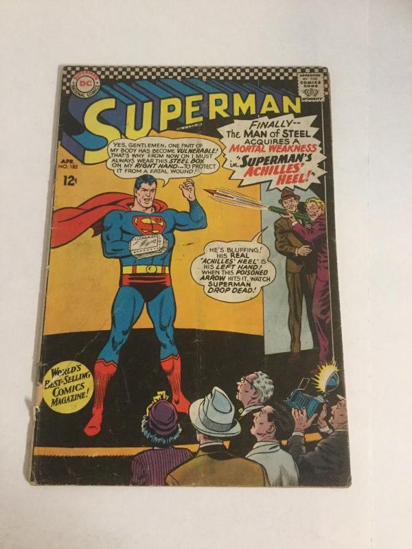 Superman 185 Gd- Good- 1.8 Cover Add Removed DC Comics Silver Age