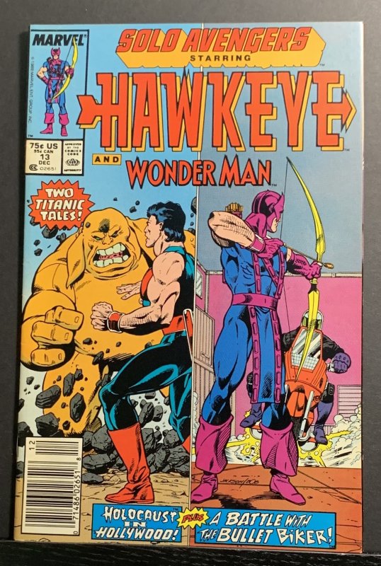 Solo Avengers #13 (1988) Hawkeye & Wonder Man Newsstand Variant