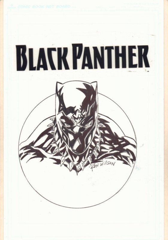 Black Panther Bust Cover-esque Commission - B - Signed art by Ron Wilson