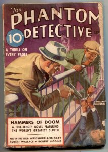 PULP:  Phantom Detective Pulp September 1937- Hammers of Doom- Belarski cover
