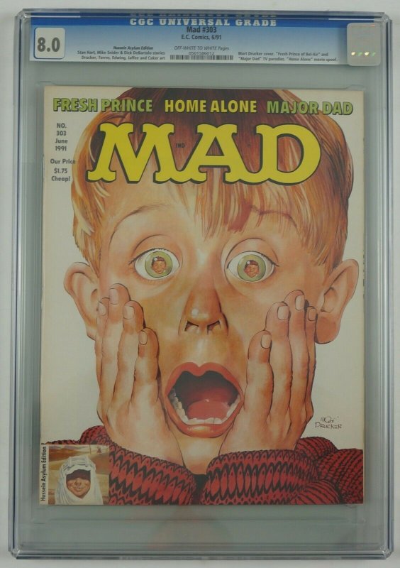 Mad Magazine #303 CGC 8.0 - RARE Hussein Asylum Edition - Home Alone - June 1991 