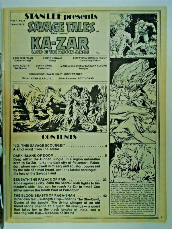 mm Savage Tales 9NM- Some foxing on BC, front has incredible gloss