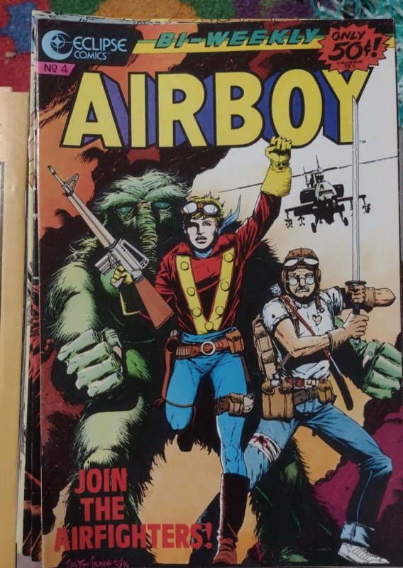 AIRBOY # 4  1986 ECLIPSE COMICS CHUCK DIXON   + JACK KIRBY AD BACK COVER