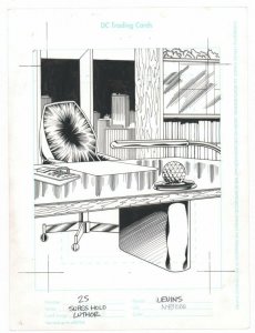 DC Supes Holo Trading Card Art #25 - Lex Luthor's Office 1996 art by Rik Levins