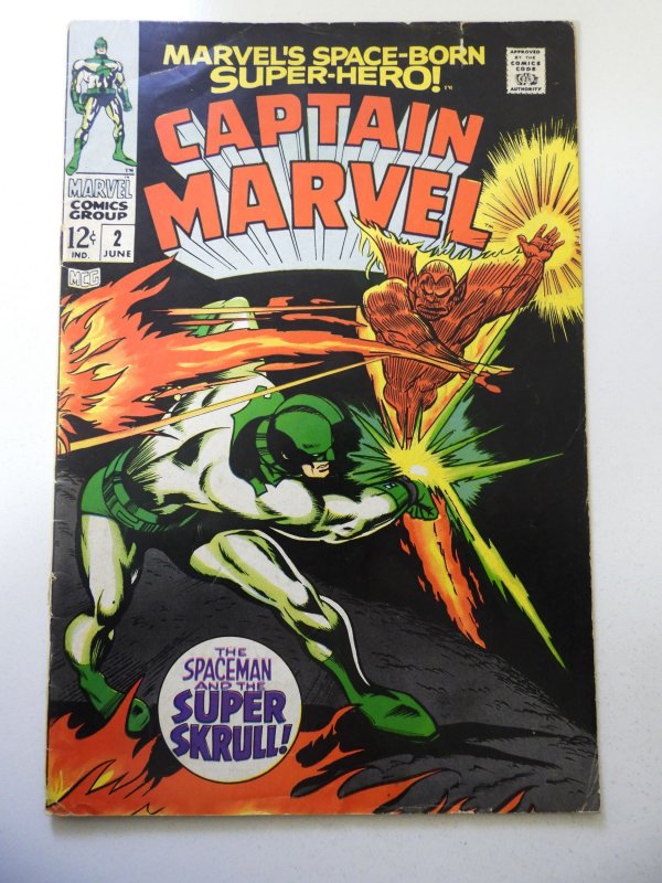 Captain Marvel #2 (1968) GD/VG Condition 1 1/2 Spine Split