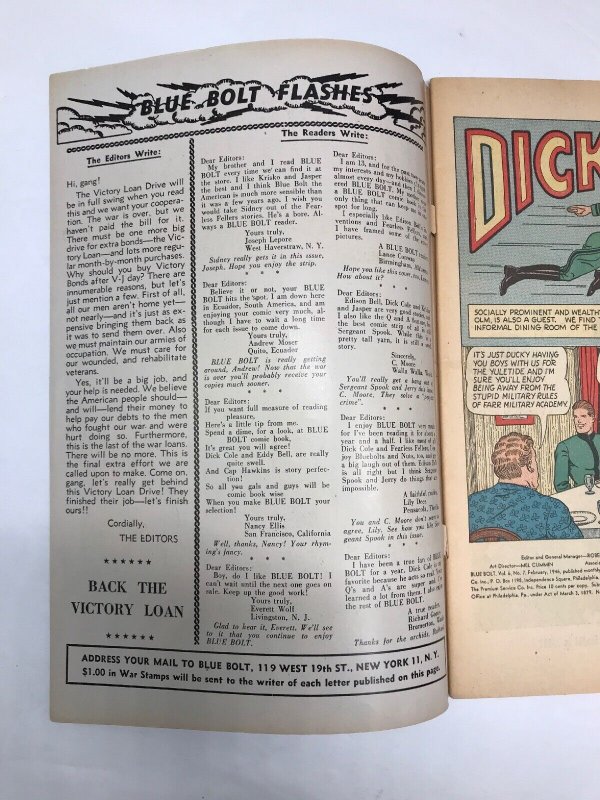 BLUE BOLT VOLUME 6 NUMBER 7 (1946 NOVELTY PRESS) GOLDEN AGE!