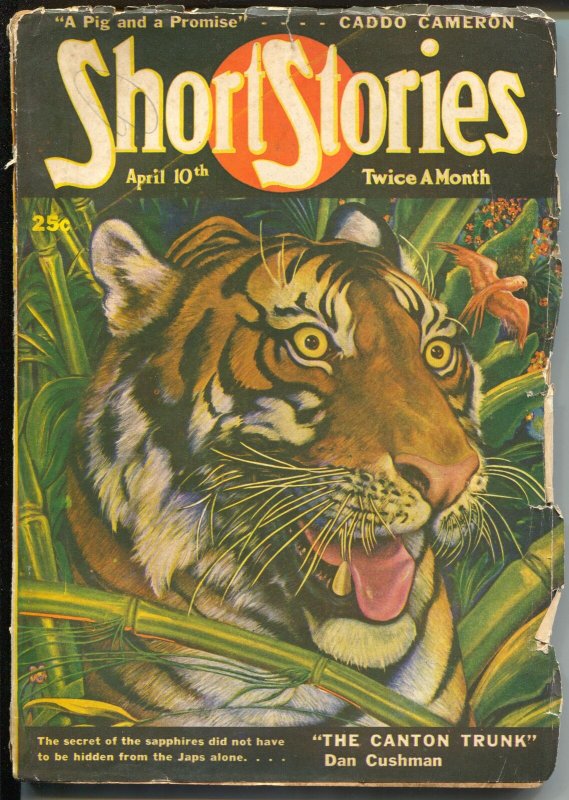 Short Stories 4/10/1946-A.R. Tiburne tiger cover-Cushman-Bedford-Jones-VG