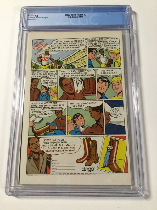 The New Teen Titans 2 Cgc 9.6 Ow/w Pages Dc Comics